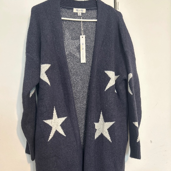 She + Sky Blue and White Star Caridgan - Picture 1 of 6